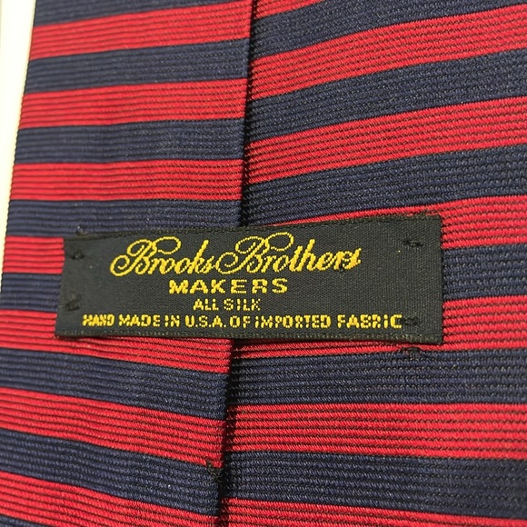 Brooks Brothers Mens Makers Tie Repp Silk Striped Made in USA Blue Red - Picture 6 of 6